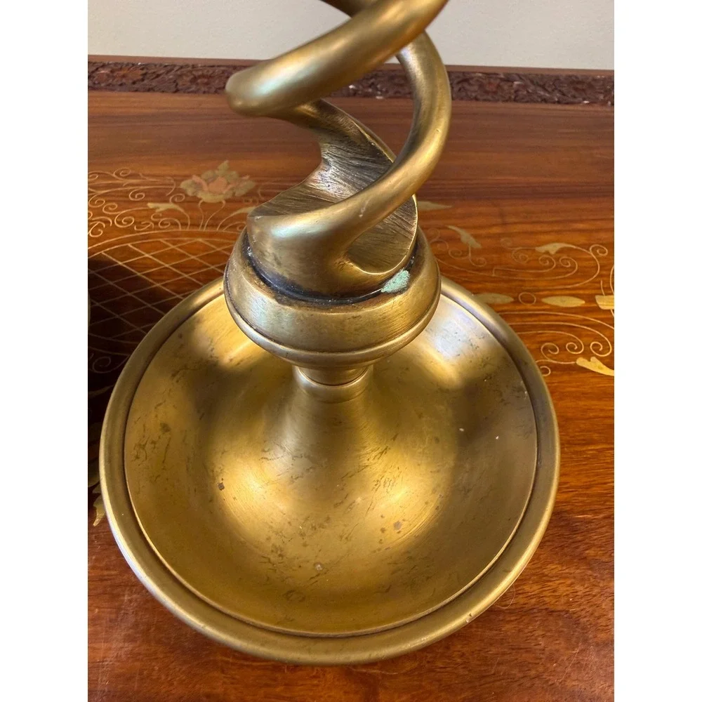 Vintage Solid Brass Barley Twist Candlesticks Pair • 13.75